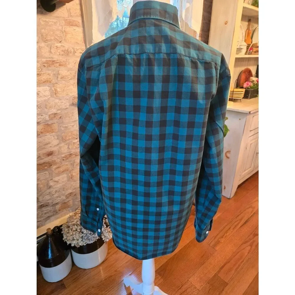 J. Crew Slim Green and Black Buffalo Plaid Shirt